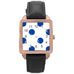 Polka Dots - Cobalt Blue on White Rose Gold Leather Watch