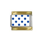 Polka Dots - Cobalt Blue on White Gold Trim Italian Charm (9mm)