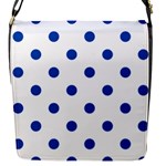 Polka Dots - Cobalt Blue on White Flap Closure Messenger Bag (S)