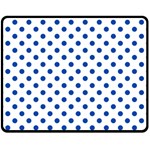 Polka Dots - Cobalt Blue on White Fleece Blanket (Medium) (One Side)