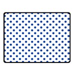 Polka Dots - Cobalt Blue on White Double Sided Fleece Blanket (Small) (Two Sides)