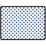 Polka Dots - Cobalt Blue on White Double Sided Fleece Blanket (Large) (Two Sides)