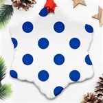 Polka Dots - Cobalt Blue on White Snowflake Ornament (Two Sides)