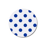 Polka Dots - Cobalt Blue on White Rubber Coaster (Round)
