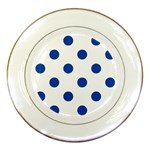 Polka Dots - Cobalt Blue on White Porcelain Plate