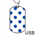 Polka Dots - Cobalt Blue on White Dog Tag USB Flash (Two Sides)