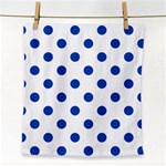 Polka Dots - Cobalt Blue on White Face Towel