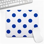 Polka Dots - Cobalt Blue on White Large Mousepad