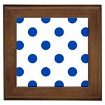 Polka Dots - Cobalt Blue on White Framed Tile