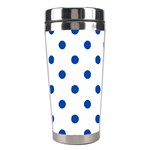 Polka Dots - Cobalt Blue on White Stainless Steel Travel Tumbler