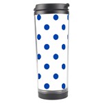 Polka Dots - Cobalt Blue on White Travel Tumbler
