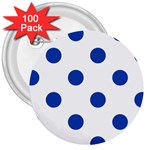 Polka Dots - Cobalt Blue on White 3  Button (100 pack)