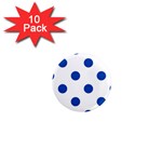 Polka Dots - Cobalt Blue on White 1  Mini Magnet (10 pack)