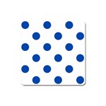 Polka Dots - Cobalt Blue on White Magnet (Square)