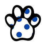 Polka Dots - Cobalt Blue on White Magnet (Paw Print)