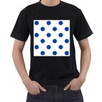 Polka Dots - Cobalt Blue on White Men s T-Shirt (Black)