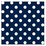 Polka Dots - White on Oxford Blue Large Satin Scarf (Square)