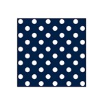 Polka Dots - White on Oxford Blue Satin Bandana Scarf
