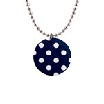 Polka Dots - White on Oxford Blue 1  Button Necklace