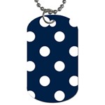 Polka Dots - White on Oxford Blue Dog Tag (One Side)