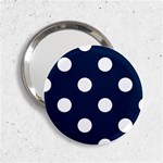 Polka Dots - White on Oxford Blue 2.25  Handbag Mirror