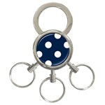 Polka Dots - White on Oxford Blue 3-Ring Key Chain
