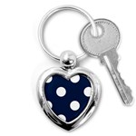 Polka Dots - White on Oxford Blue Key Chain (Heart)
