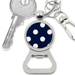 Polka Dots - White on Oxford Blue Bottle Opener Key Chain