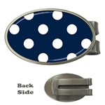 Polka Dots - White on Oxford Blue Money Clip (Oval)