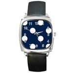 Polka Dots - White on Oxford Blue Square Metal Watch
