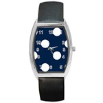 Polka Dots - White on Oxford Blue Barrel Style Metal Watch