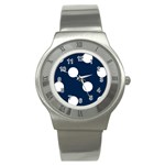 Polka Dots - White on Oxford Blue Stainless Steel Watch