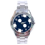 Polka Dots - White on Oxford Blue Stainless Steel Analogue Watch