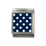 Polka Dots - White on Oxford Blue Italian Charm (13mm)