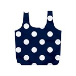 Polka Dots - White on Oxford Blue Full Print Recycle Bag (S)