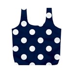 Polka Dots - White on Oxford Blue Full Print Recycle Bag (M)