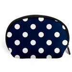 Polka Dots - White on Oxford Blue Accessory Pouch (Large)