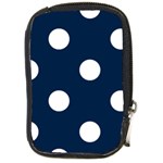 Polka Dots - White on Oxford Blue Compact Camera Leather Case