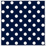 Polka Dots - White on Oxford Blue Canvas 16  x 16 