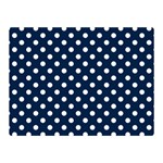Polka Dots - White on Oxford Blue Double Sided Flano Blanket (Mini)