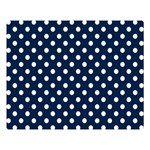 Polka Dots - White on Oxford Blue Double Sided Flano Blanket (Large)