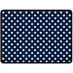 Polka Dots - White on Oxford Blue Fleece Blanket (Large) (One Side)