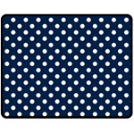Polka Dots - White on Oxford Blue Fleece Blanket (Medium) (One Side)