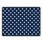 Polka Dots - White on Oxford Blue Fleece Blanket (Small) (One Side)