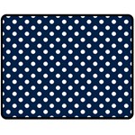 Polka Dots - White on Oxford Blue Double Sided Fleece Blanket (Medium) (Two Sides)
