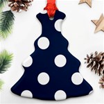 Polka Dots - White on Oxford Blue Ornament (Christmas Tree)