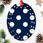 Polka Dots - White on Oxford Blue Ornament (Bell) Ornament (Oval Filigree)