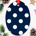 Polka Dots - White on Oxford Blue Oval Ornament (Two Sides)