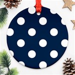 Polka Dots - White on Oxford Blue Ornament (Round)