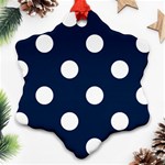 Polka Dots - White on Oxford Blue Ornament (Snowflake)